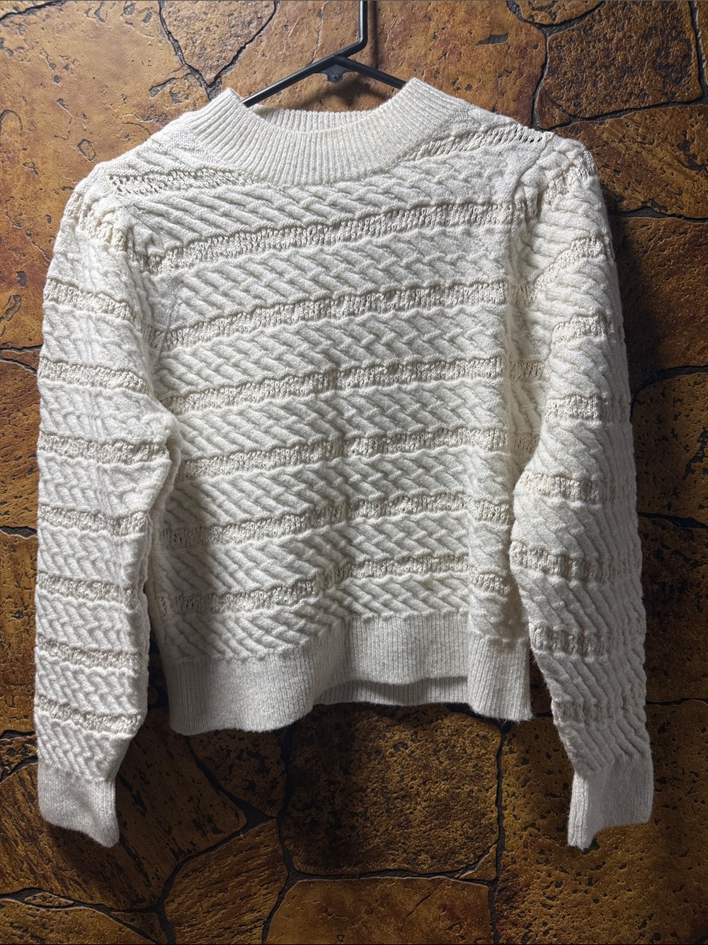 Mango Cream Cable-Knit Crewneck Sweater
P2P 19” length 21”